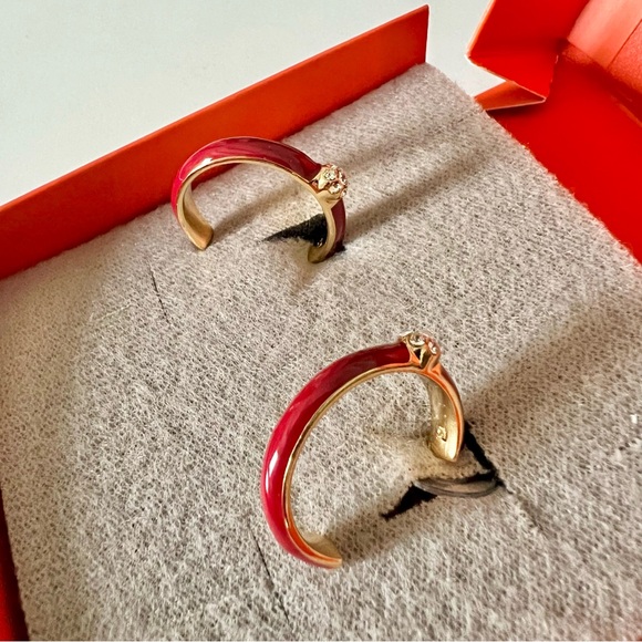 NIB Yanbal Hoop Earrings Argollas Brillo Terra - red enamel - Picture 10 of 12